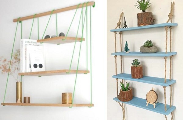 do-it-yourself na hinged shelves sa dingding