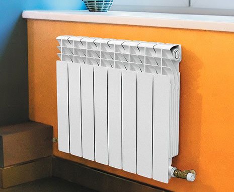 volumen af ​​en sektion af en aluminiumsradiator