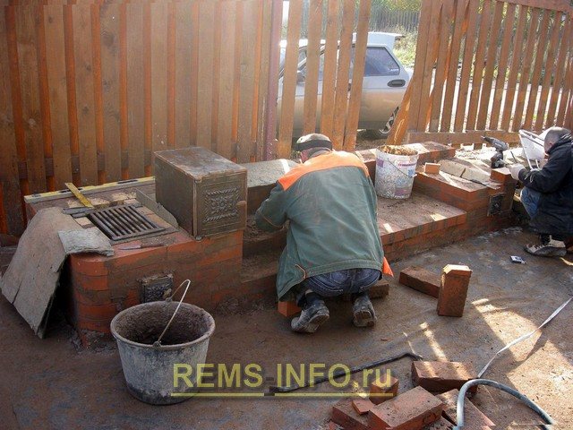 Oven ng Barbecue - sinusubukan ang silid ng uling.