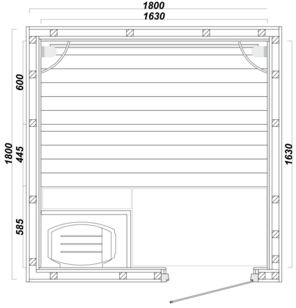 layout ng sauna sa balkonahe