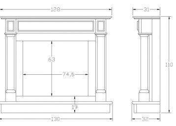 Mga sukat ng portal ng dingding para sa electric fireplace