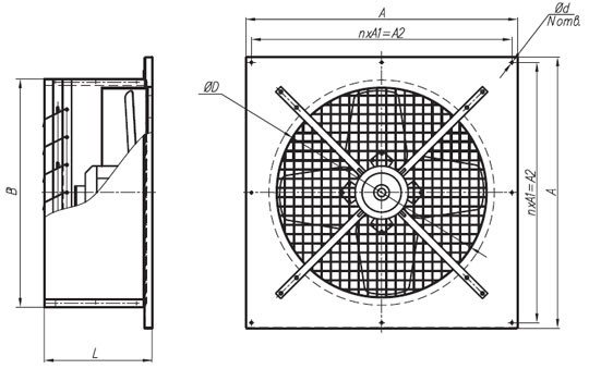 Fig. 8. Ang mga sukat ng mga tagahanga sa industriya ay mas malaki kaysa sa mga domestic.