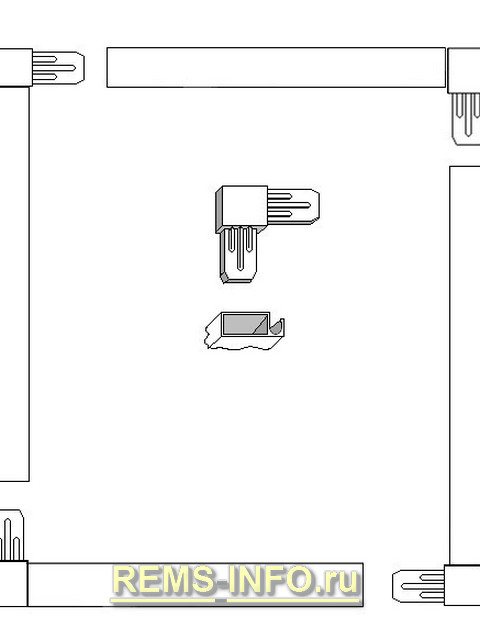 Samlingsdiagram over et myggenet af et plastvindue.