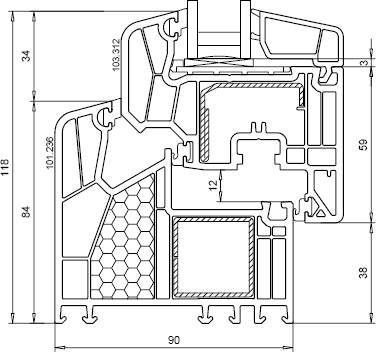 VEKA Alphaline 90 mga profile.